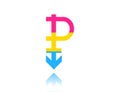 Pansexual movement. Colored pansexual symbol with drop shadow on white background Royalty Free Stock Photo