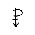 Pansexual movement lgbt P symbol simple black and white logo Royalty Free Stock Photo