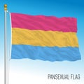 Pansexual movement waving flag, international symbol, illustration Royalty Free Stock Photo