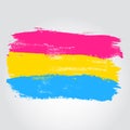 Pansexual pride flag in a form of brush stroke Royalty Free Stock Photo