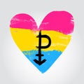 Pansexual pride flag in a form of heart with P symbol