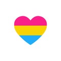 Pansexual pride flag heart, LGBTQ community flag, vector color illustration