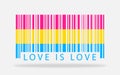 Pansexuality pride barcode creative colorful artwork. Love is love Royalty Free Stock Photo