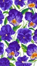 Pansies realistic vector Flowers in botanical background for phone screen saver Royalty Free Stock Photo