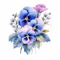 Blue Pansy Painting: Decorative Art With Light Violet And Pink Hues Royalty Free Stock Photo