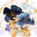 Pansies. Watercolor beautiful blossom pansy flowers seamless pattern. Dirty watercolor background. Hand drawn paint blooming Royalty Free Stock Photo
