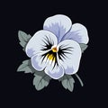 Minimalistic Pansy Logo With Blue Flower Vector Royalty Free Stock Photo