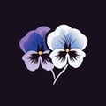 Chic Illustration Of Blue And Purple Pansies On Black Background Royalty Free Stock Photo