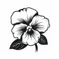 Monochrome Pansy Flower Vector Illustration On White Background