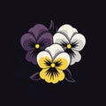 Minimalistic Pansies Vector Design On Black Background Royalty Free Stock Photo