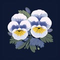 Chic Illustration Of Symmetrical Pansies On Dark Background Royalty Free Stock Photo