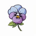 Simple Cartoon Pansy Blue Flower Vector Illustration Royalty Free Stock Photo