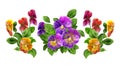 Pansy (Viola tricolor) flowers isolated on white background Floral Beautiful pattern Watercolor painting wallpaper Royalty Free Stock Photo