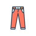 Color illustration icon for Pant, jeans and fashion