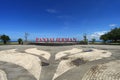 Pantai Jerman Beach Sign at Tuban Beach in Bali, Indonesia Royalty Free Stock Photo