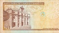 Panteon Nacional building depicted on old twenty peso note Dominican republic money