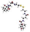 Pantethine (dimeric vitamin B5) molecule. Used in dietary supplements. Atoms are represented as spheres with conventional color Royalty Free Stock Photo