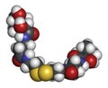 Pantethine (dimeric vitamin B5) molecule. Used in dietary supplements. Atoms are represented as spheres with conventional color Royalty Free Stock Photo
