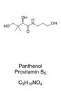 Panthenol or also pantothenol, provitamin B5, chemical formula