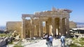 Tourists visiting the ruins of Parthenon