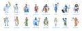 Pantheon of ancient Greek gods, Ancient Greece mythology. Set of cartoon characters with names. Flat vector illustration Royalty Free Stock Photo