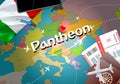 Pantheon city travel and tourism destination concept. Italy flag
