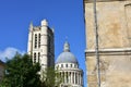 The Pantheon Dome with the Lycee Henri IV Clovis Bell Tower from Rue Descartes. Paris, France. Royalty Free Stock Photo