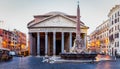 Pantheon, former Roman temple of all gods, now a church, and Fountain with obelisk at Piazza della Rotonda. Rome, Italy Royalty Free Stock Photo