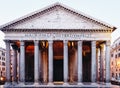 Pantheon, former Roman temple of all gods, now a church, and Fountain with obelisk at Piazza della Rotonda. Rome, Italy Royalty Free Stock Photo