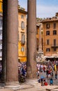 Pantheon Fountain and Macuteo Egyptian obelisk in front of Pantheon ancient Roman temple at Piazza della Rotonda in Rome in Italy