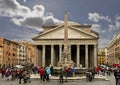 The Pantheon and the fountain in the Piazza Della Rotonda Royalty Free Stock Photo