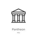 Pantheon icon vector from italy collection. Thin line Pantheon outline icon vector illustration. Outline, thin line Pantheon icon