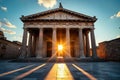 Pantheon Interior Dramatic light streaming through the oculus of the Pantheon, illuminating its domed interior. Royalty Free Stock Photo