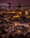 Pantheon and Montparnasse tower at night Royalty Free Stock Photo
