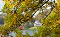 The Pantheon monument, located on a hill overlooking the lake at Stourhead National Trust property near Warminster in Wiltshire UK