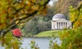 The Pantheon monument, located on a hill overlooking the lake at Stourhead National Trust property near Warminster in Wiltshire UK