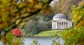 The Pantheon monument, located on a hill overlooking the lake at Stourhead National Trust property near Warminster in Wiltshire UK