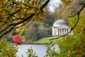 The Pantheon monument, located on a hill overlooking the lake at Stourhead National Trust property near Warminster in Wiltshire UK