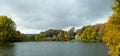 The Pantheon monument, located on a hill overlooking the lake at Stourhead National Trust property near Warminster in Wiltshire UK