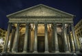 Pantheon at night in Rome, Italy, Europe