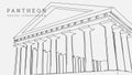 Pantheon in Paris. France destination line drawing. archtecture scheme drawing with line. vector illustration. EPS10 Royalty Free Stock Photo