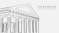 Pantheon in Paris. France destination line drawing. archtecture scheme drawing with line. vector illustration. EPS10
