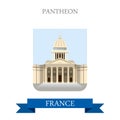 Pantheon in Paris France flat vector attraction sight landmarks Royalty Free Stock Photo