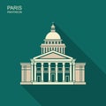 Pantheon in Paris, France. Landmark icon in flat style