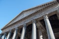 The Pantheon, Roman architecture with stones columns. Ancient antique religious and famous monument at Piazza della Rotonda, Rome. Royalty Free Stock Photo