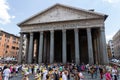 Pantheon roman temple and catholic church in rome Italy with tourists infront.