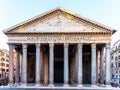 Pantheon in Rome, Italy. Front view of portico with classical columns Royalty Free Stock Photo