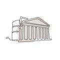 Pantheon Rome landmark continuous line vector illustration