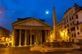 Pantheon under a full moon at twilight Royalty Free Stock Photo