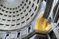 Pantheons dome indoors. Ray of sunlight passing through a hole in the ceilin Royalty Free Stock Photo